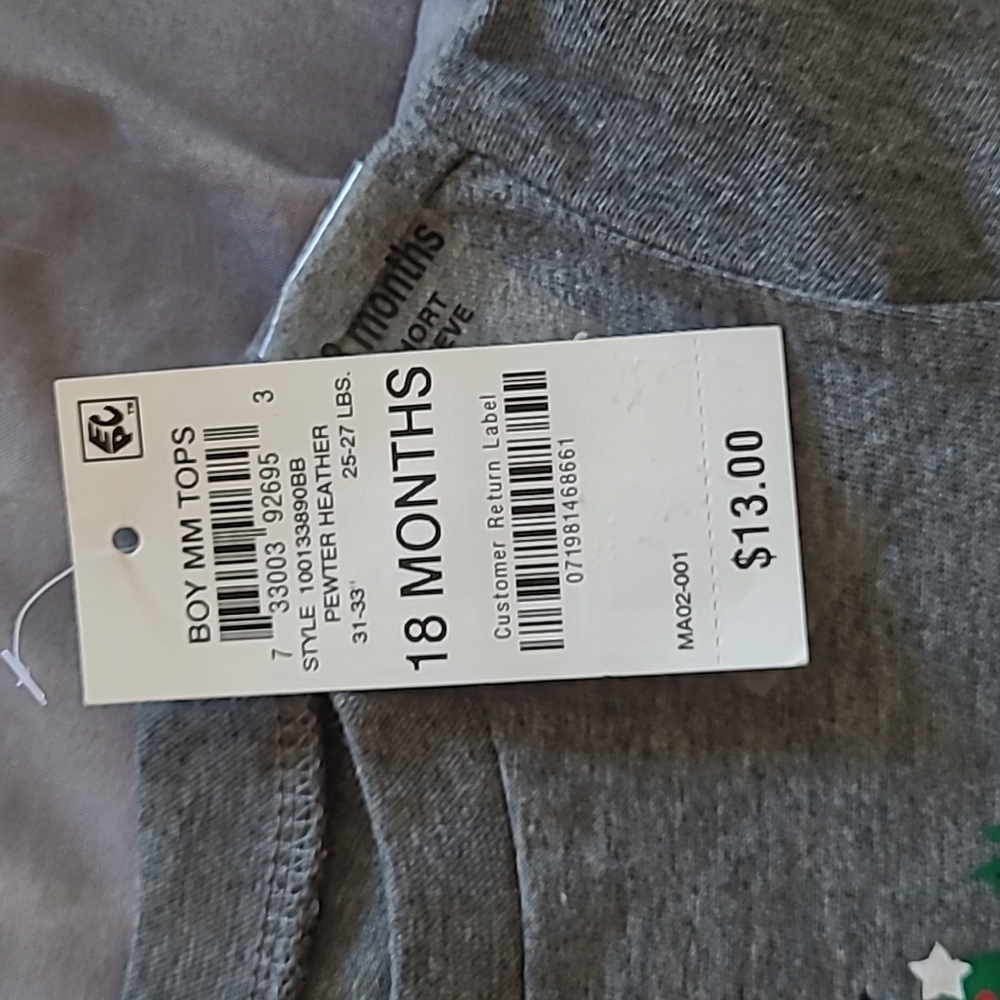First Impressions Christmas Short Sleve Shirt, Grey, Size 18 months. - Picture 2 of 4